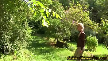 Filthy Piss Whore Gets Pounded In The Open Air