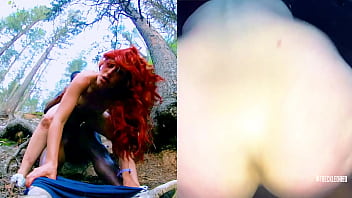 Fiery Ginger Takes Her First Public Ride On A Massive Black Cock