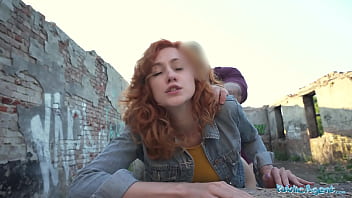 Public Agent: Fiery Redhead Waitress Gives A Blowjob And Gets Pounded Doggystyle Outdoors